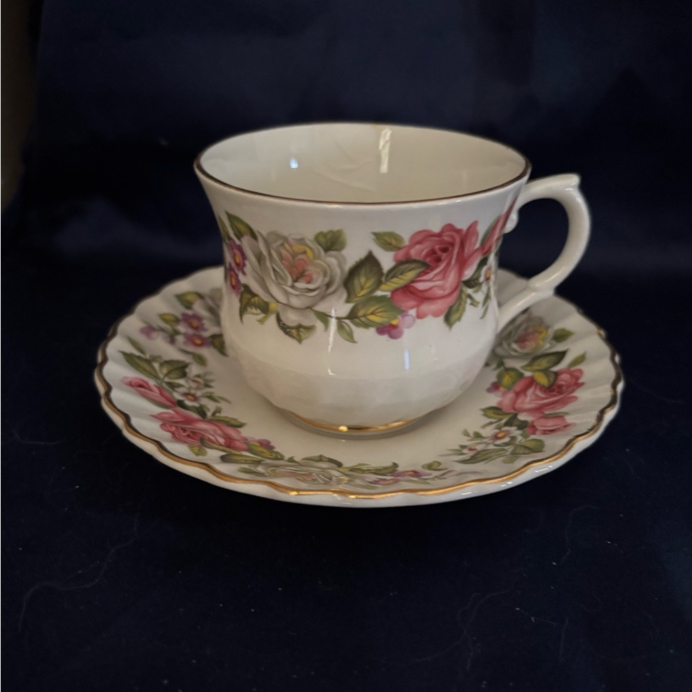 Old Foley “Harmony Rose” Patterned bone china Teacup and Saucer